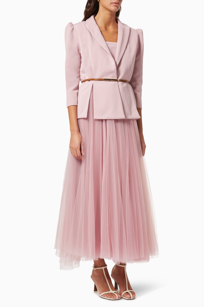 

Blazer Peplum Dress with Belt, Pink