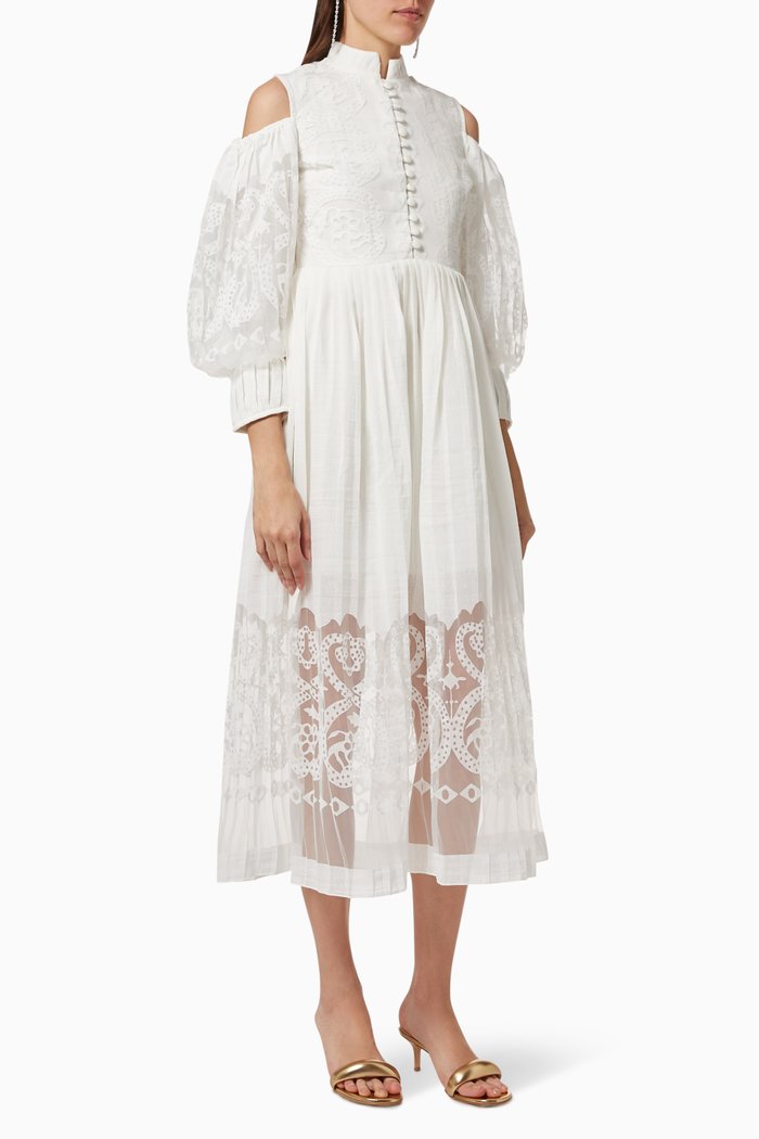 

Burnout Cold Shoulder Dress, White