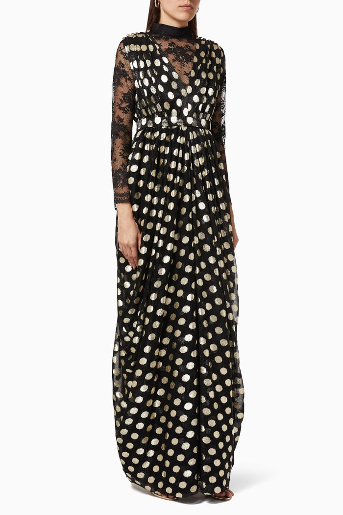 

Metallic Polka Dot Dress, Black