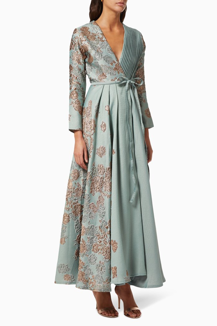 

Jacquard Wrap Dress, Green