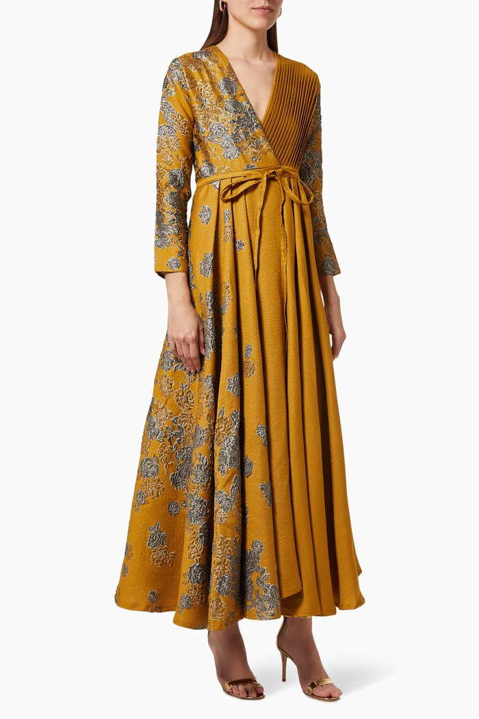 

Jacquard Wrap Dress, Yellow