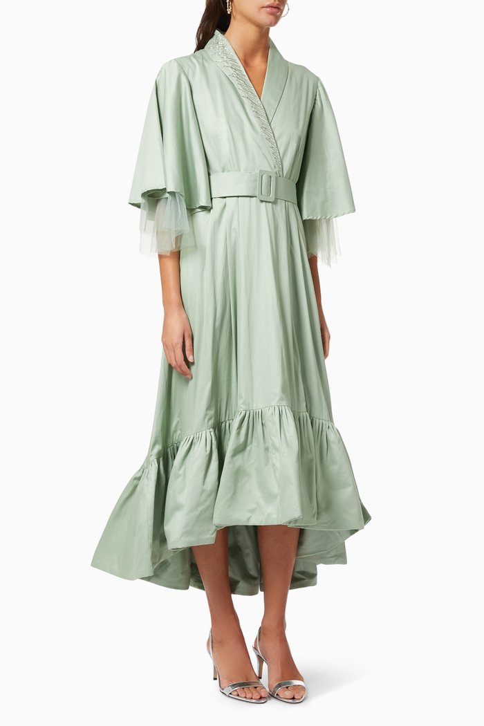 

Wrap Belted Dress, Green