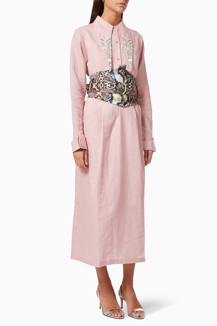 

Shirt Dress with Belt, Pink