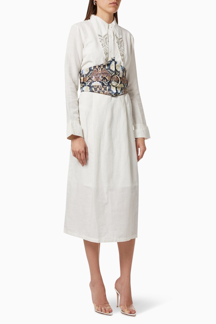 

Shirt Dress with Belt, White