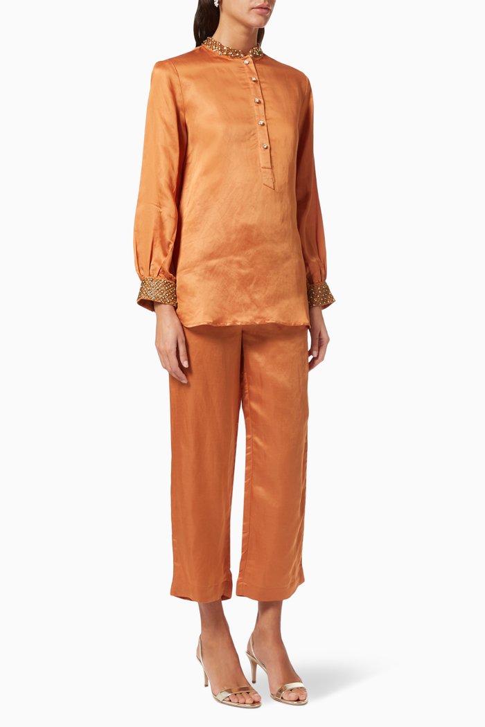 

Embellished Button Down Set, Set of 2, Orange
