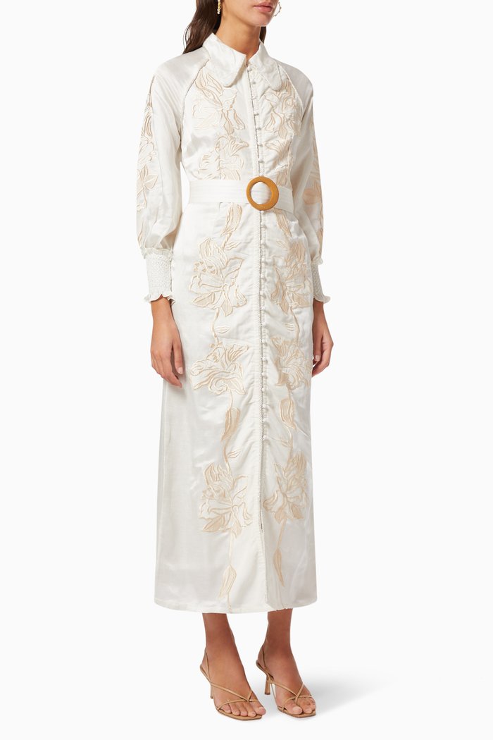 

Embroidered Shirt Dress, Neutral