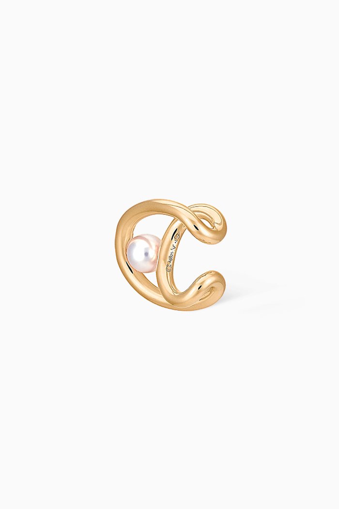 

Pearl Initial Single Ear Cuff in 18kt Vermeil, Yellow