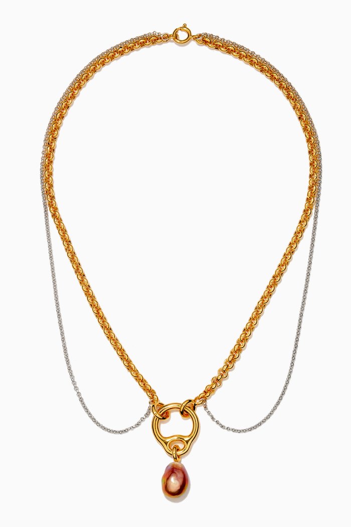 

Pearl Eclipse Necklace in 18kt Vermeil & Rhodium, Yellow