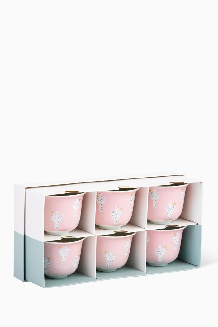 

Cacti Arabic Coffee Cups, Set of 6, Pink