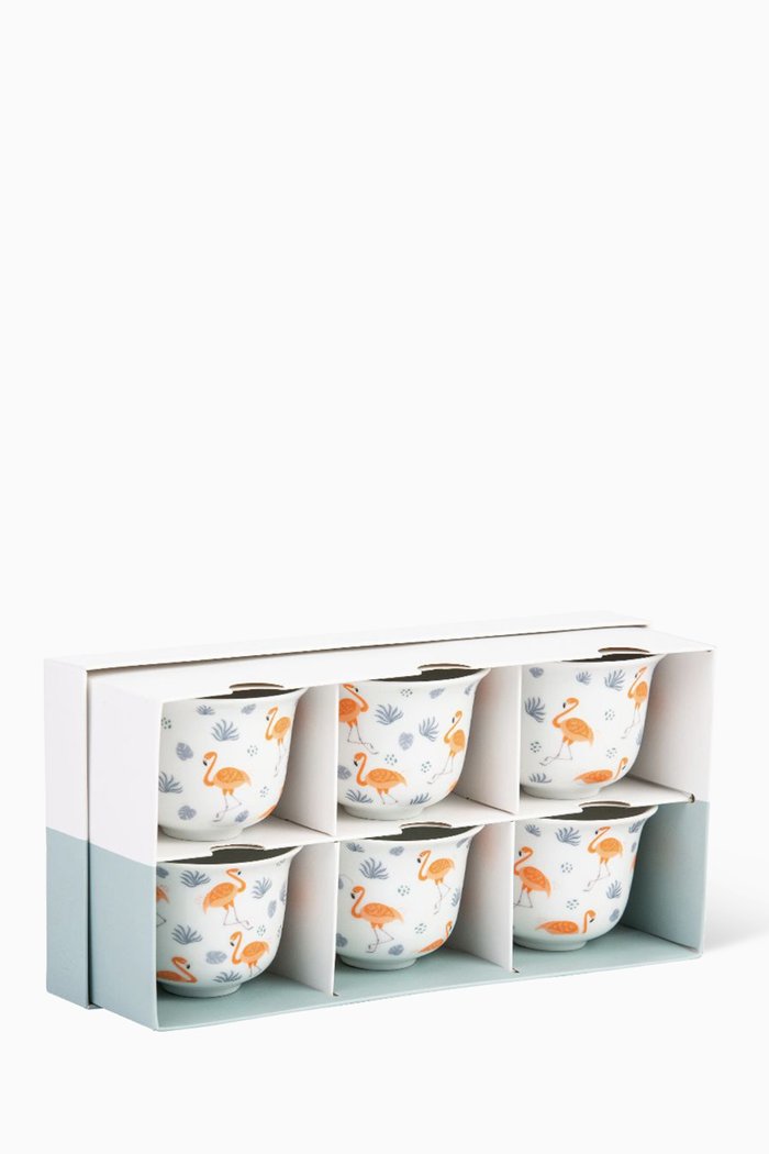 

Flamingo Arabic Coffee Cups, Set of 6, Multicolour