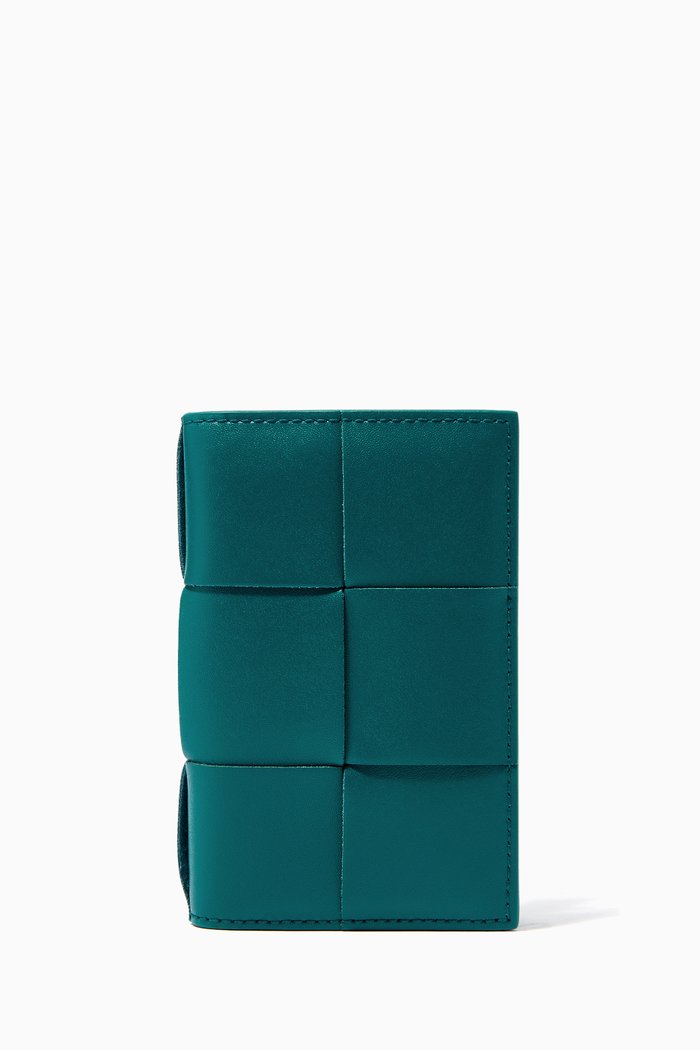 

Card Case in Intrecciato Urban Leather, Blue