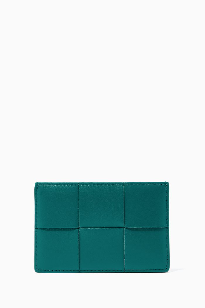 

Card Case in Intrecciato Urban Leather, Blue