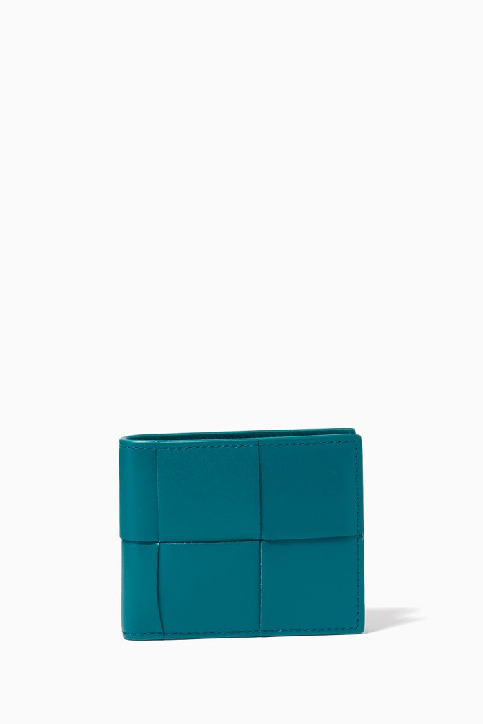 

Bi-fold Wallet in Intrecciato Urban Leather, Blue