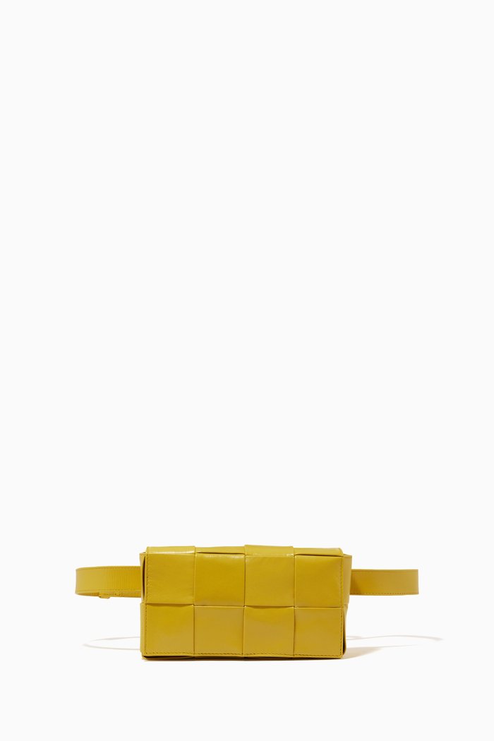 

Mini Cassette Belt Bag in Intrecciato Paper Calf, Yellow