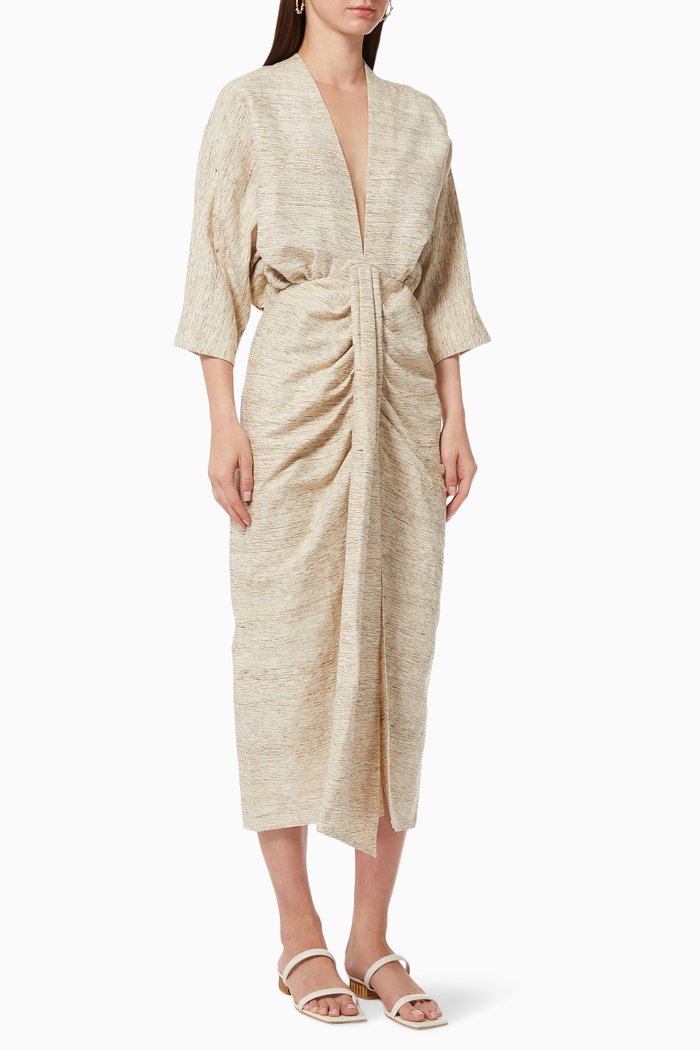 

Audrey Raw Silk Dress, Neutral