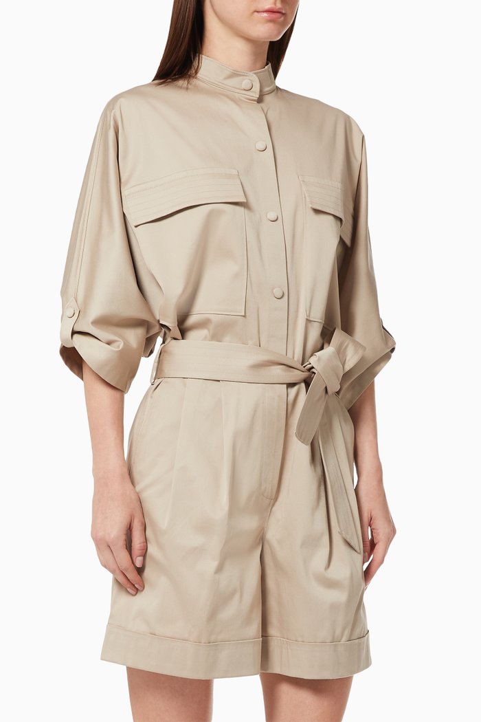 

Jason Cotton Poplin Jumpsuit, Neutral