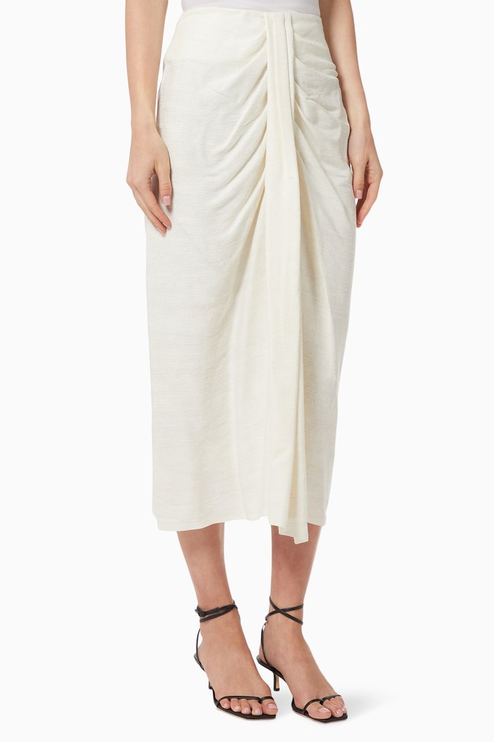 

Audrey Raw Silk Skirt, Neutral