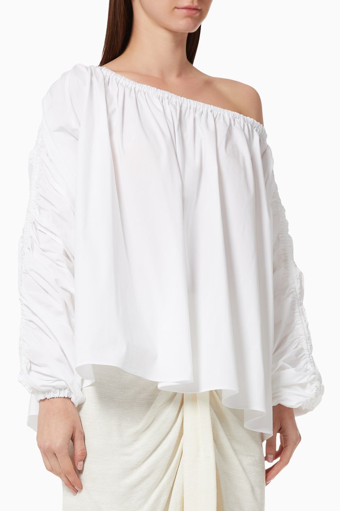 

Iris Off-shoulder Cotton Poplin Shirt, White