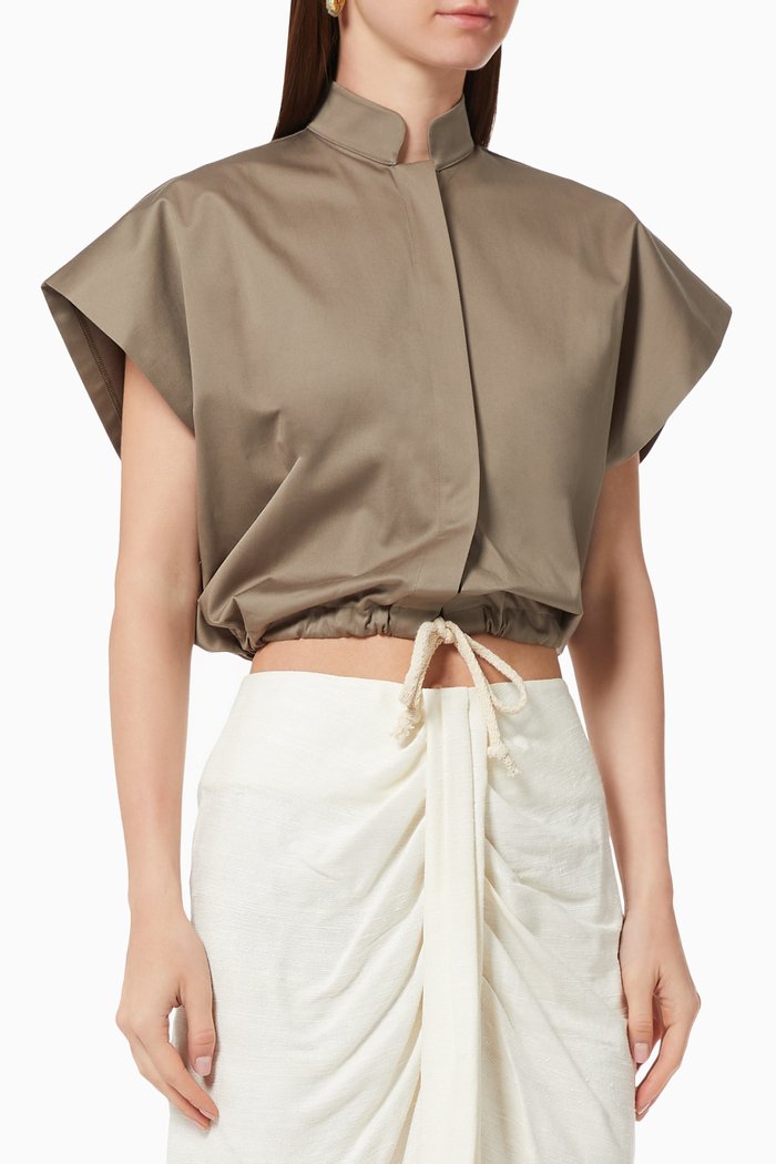

Pattie Crop Shirt, Brown