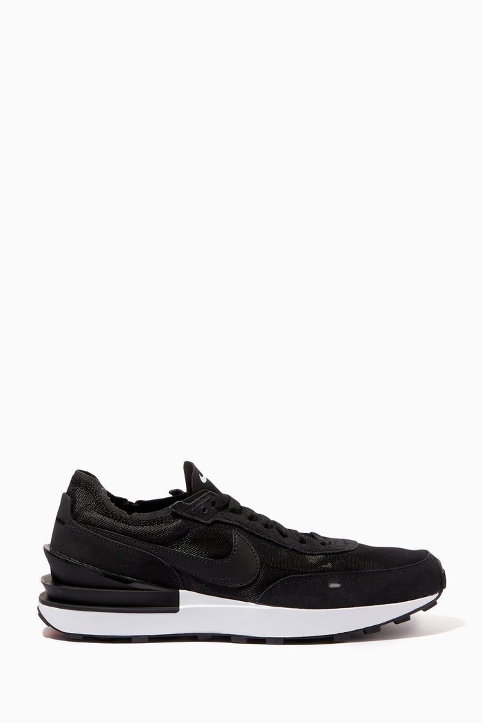 

Waffle One Sneakers in Mesh and Suede, Black
