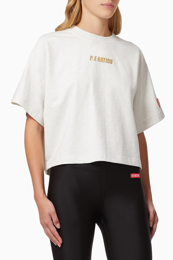 

Sweeper Cropped T-shirt in Cotton, Grey