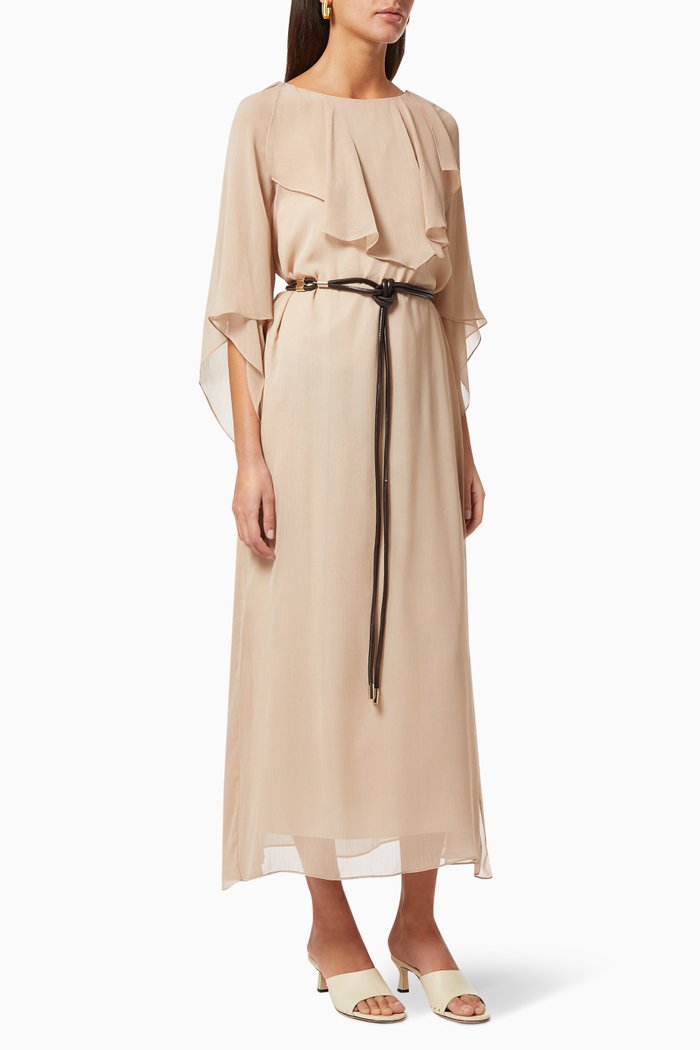 

Belted Dress with Ruffles, Neutral