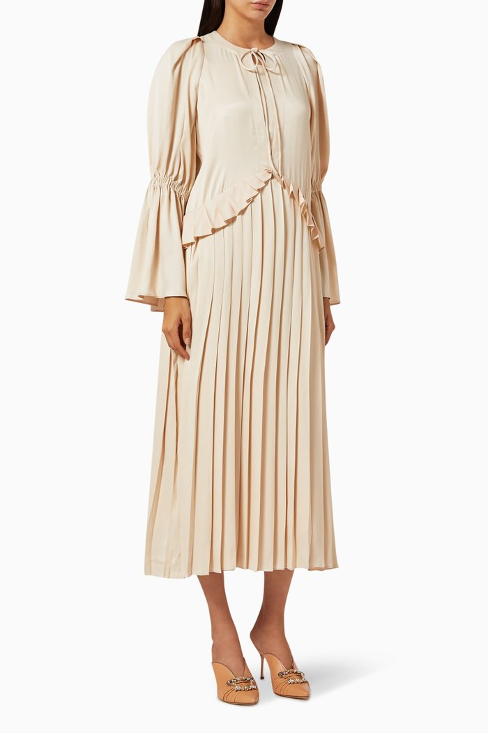 

Pleated Frill Dress, Neutral