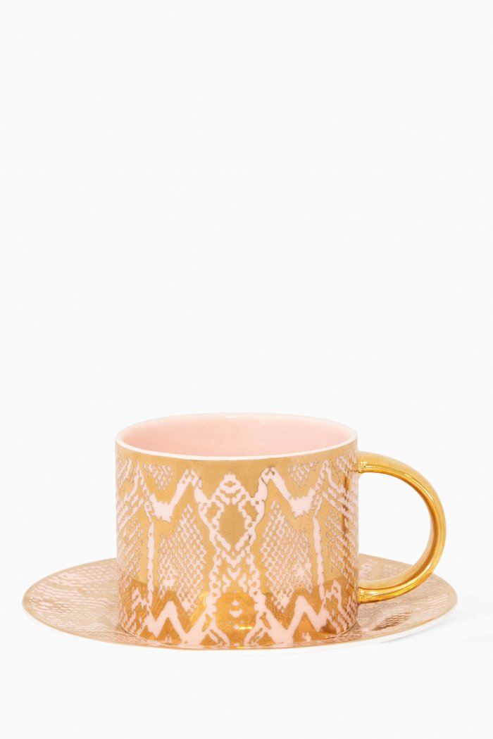 

Safari Snakeskin Teacup & Saucer Set in New Bone China, Neutral