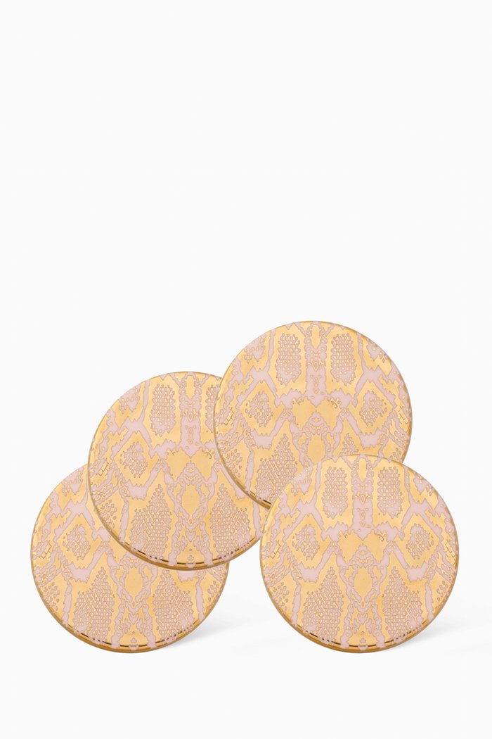 

Safari Snakeskin Coasters in New Bone China, Set of 4, Neutral