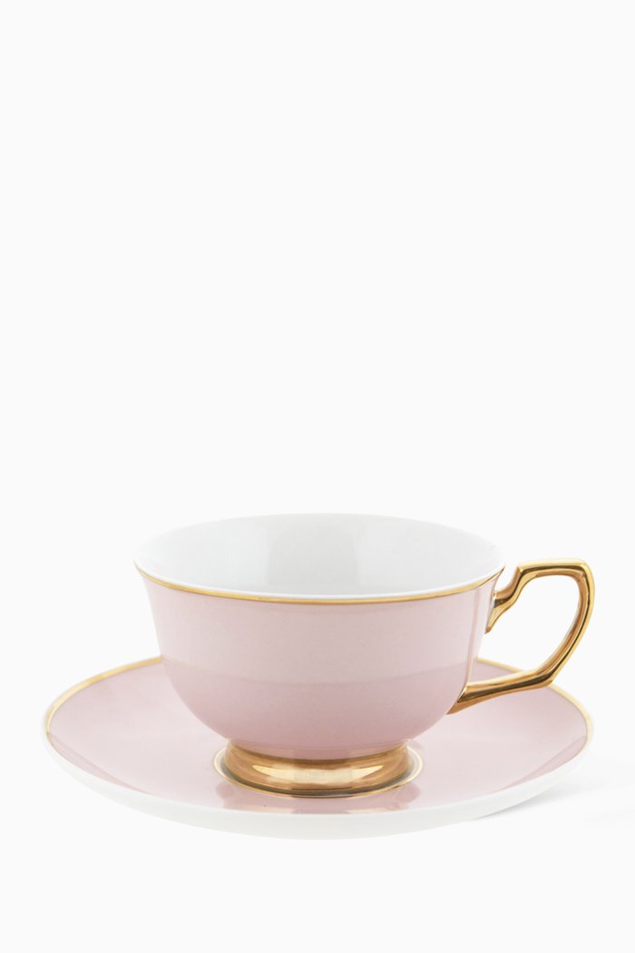

Teacup & Saucer Set in New Bone China, Pink