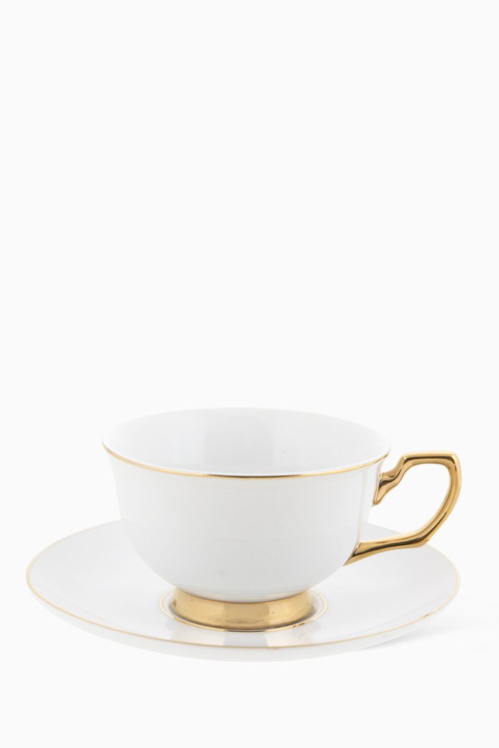 

Teacup & Saucer Set in New Bone China, White