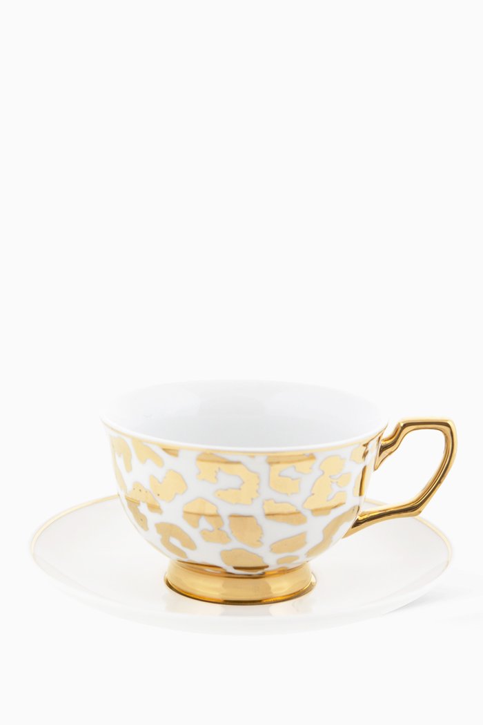 

Louis Leopard Teacup in New Bone China, Gold