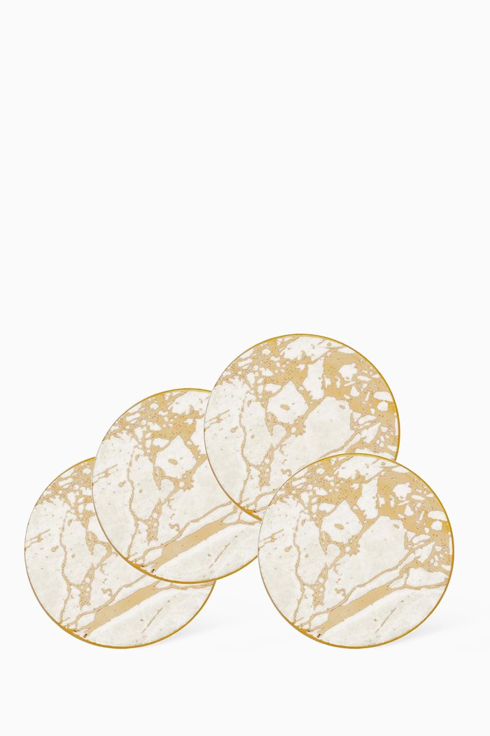 

White Celestite Coasters in New Bone China, Set of 4