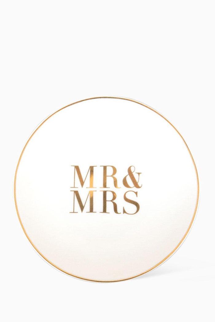 

Mr & Mrs Trinket Dish in New Bone China, White