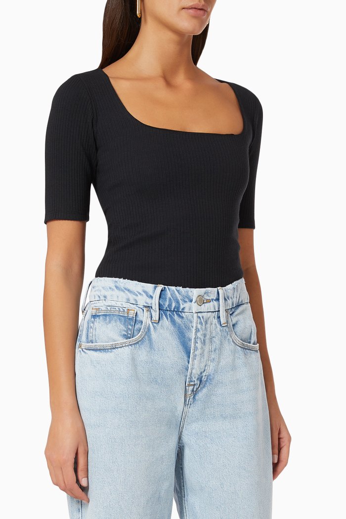 

Easy Ribbed Bodysuit, Black