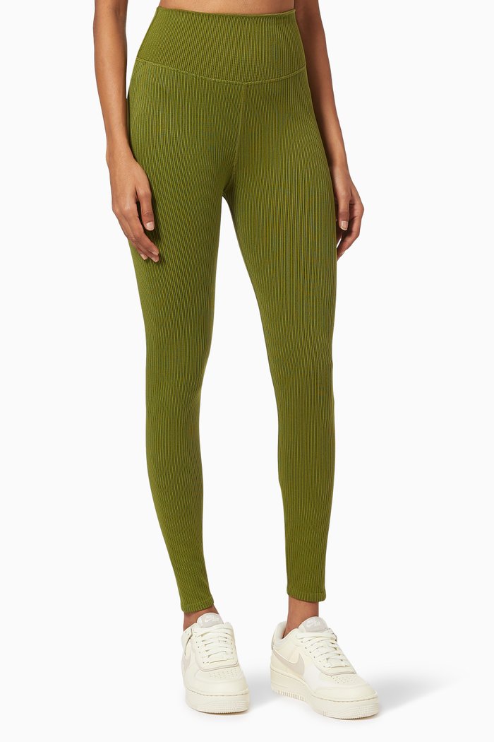 

Active Essential Ribbed Leggings in Nylon, Green
