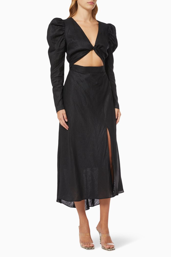 

I Know Midi Dress in Linen, Black