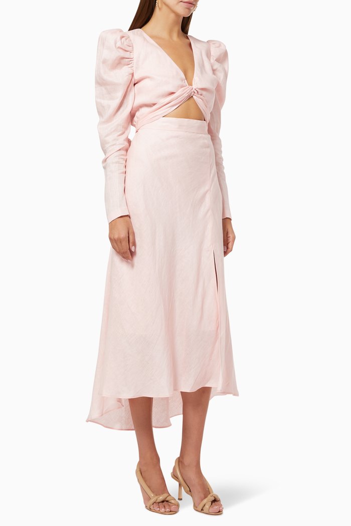 

I Know Midi Dress in Linen, Pink