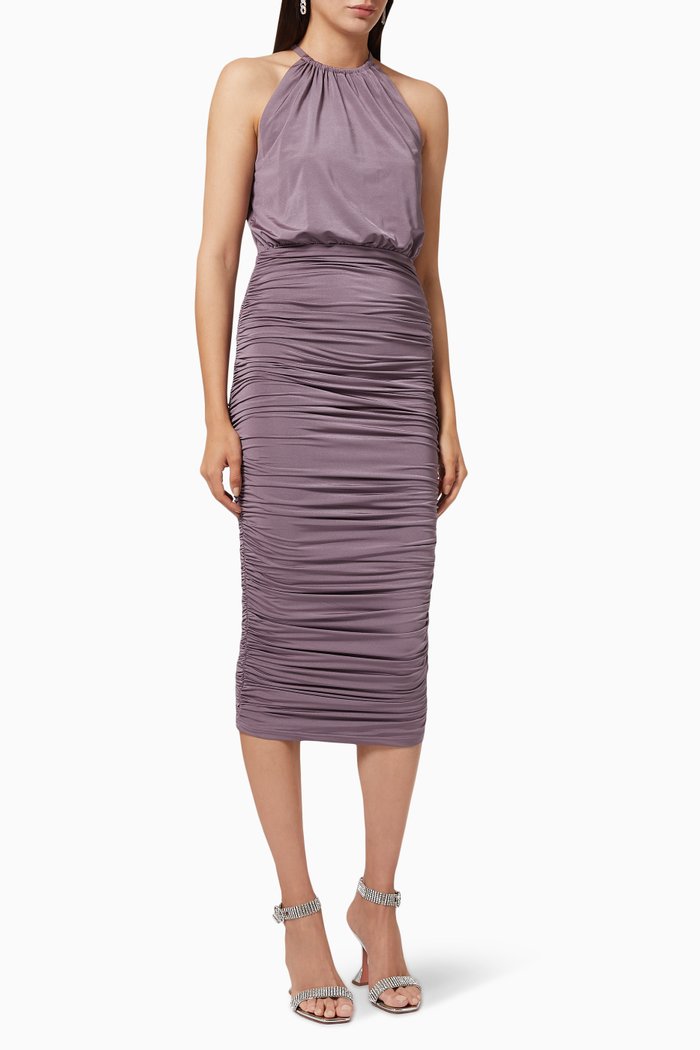 

Charlotte Ruched Dress, Purple