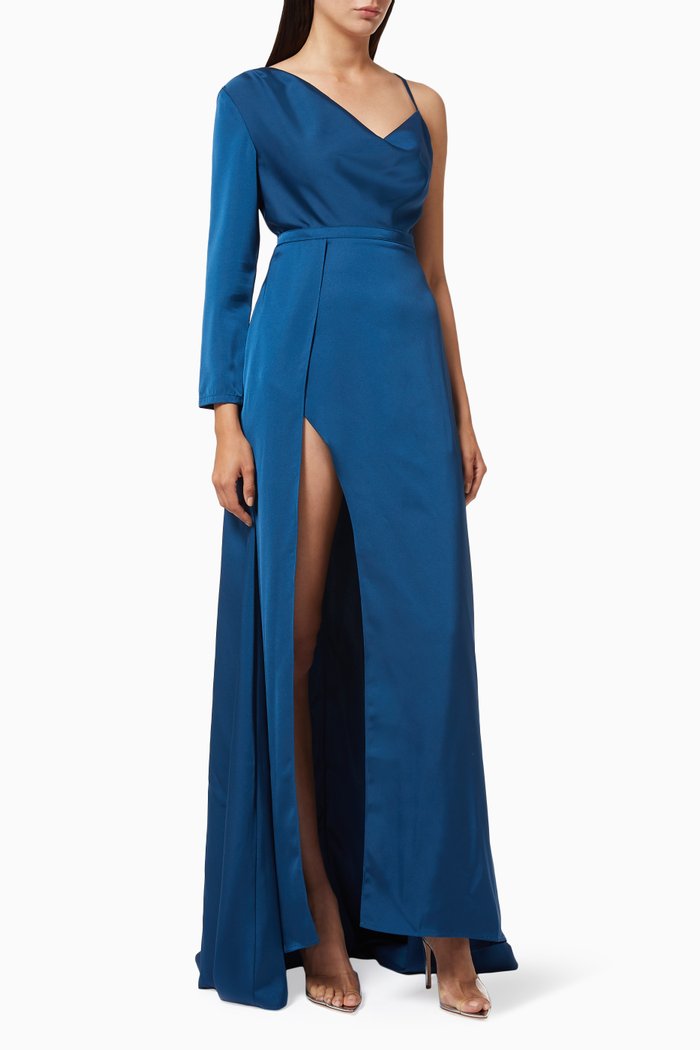 

Pearl Satin Gown, Blue
