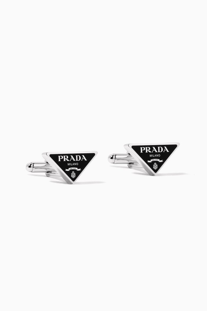 

Triangle Logo Cufflinks in Sterling Silver, Black
