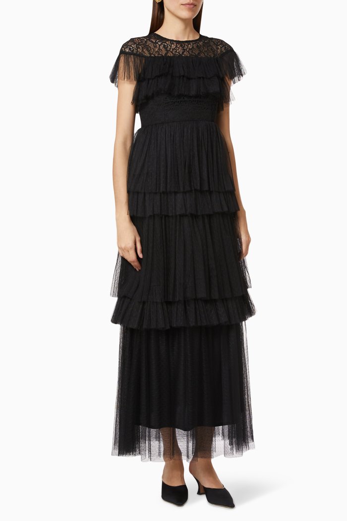 

Lace Tiered Dress, Black
