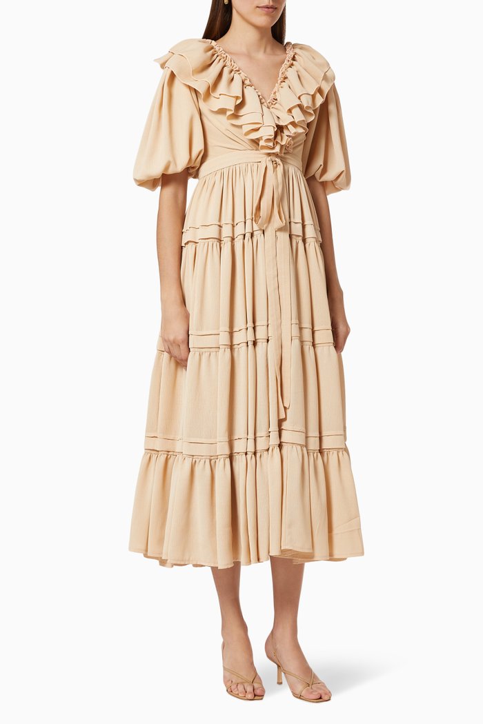 

Ruffle Tiered Dress, Neutral