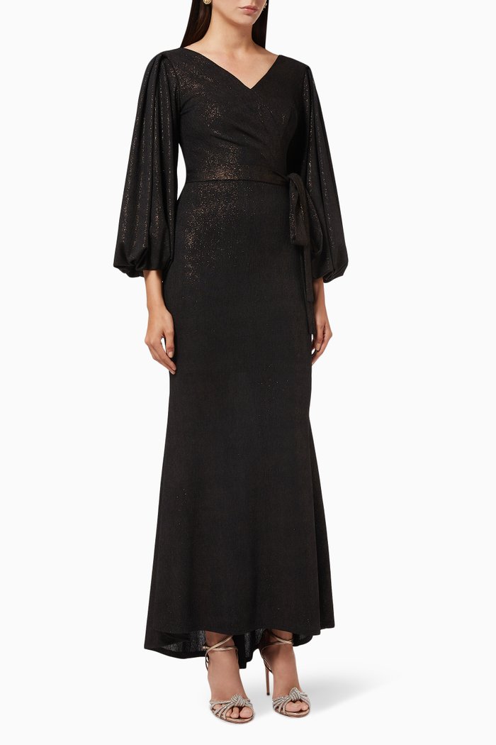 

Shimmer Wrap Dress, Black