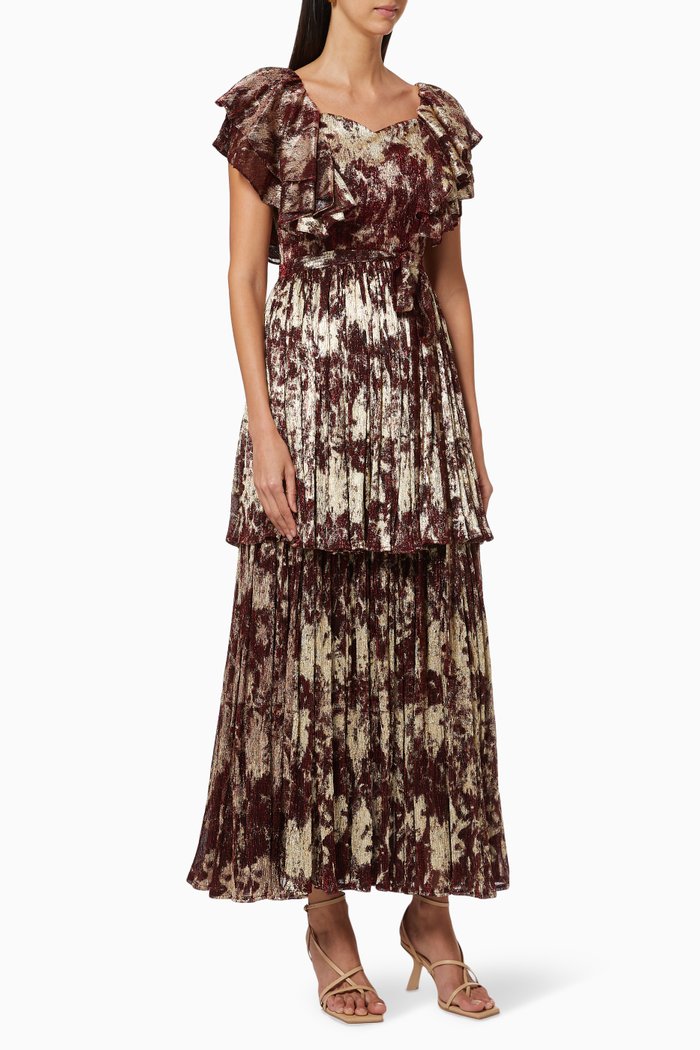 

Frill Tiered Dress, Burgundy