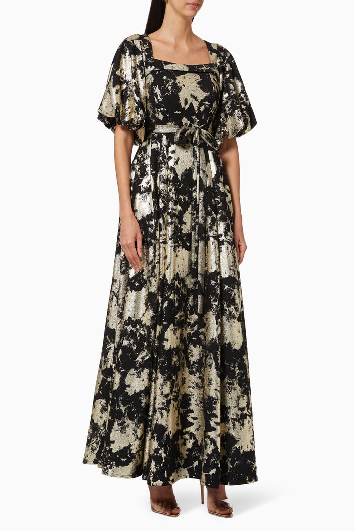 

Square-neck Belted Dress, Black