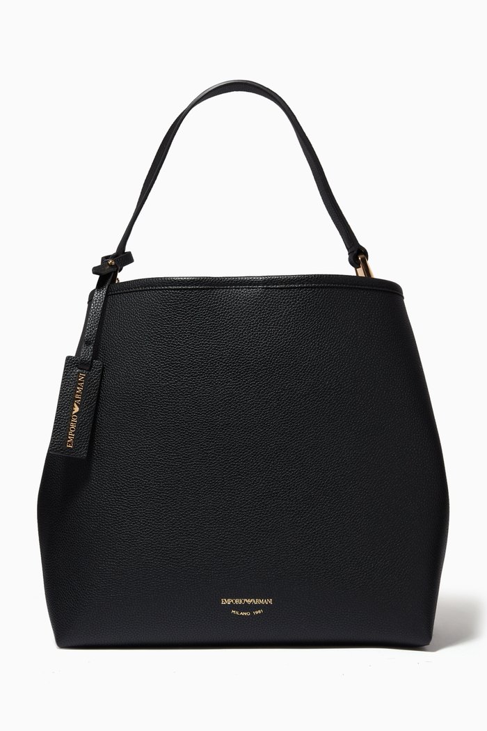 

My EA Large Hobo Bag in Deer Printed Leather, Black