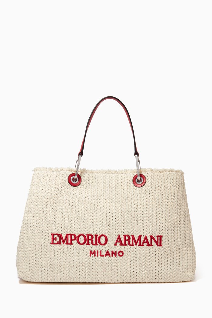 

My EA Large Tote Bag in Raffia, Neutral