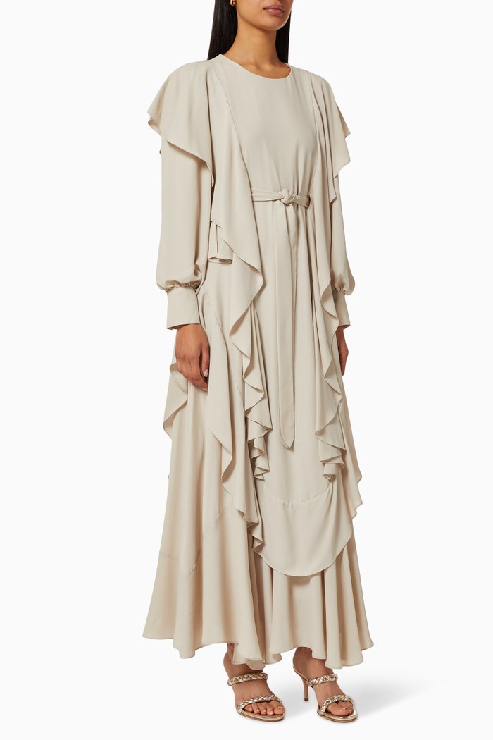 

Asymmetric Belted Dress, Neutral