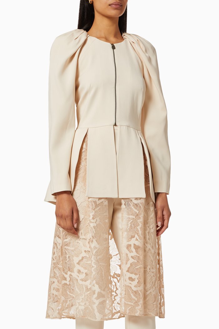 

Lace Peplum Jacket, Neutral